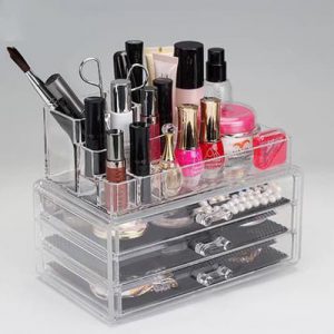 Acrylic 4 Drawers 12 Trapezoid Lipstick Makeup Display Stand Cosmetic Organizer Holder Case jewelry Box Storage