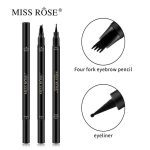MISS ROSE Double Head 4 Fork Eyebrow Pencil 2 In 1 Black