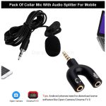 For Smartphones/ Laptops/DSLR - Clip-on Lapel Lavalier Collar Mic / Microphone + 3.5mm U Shape TRRS Audio Splitter/Divider For Youtube+5 Meter - 3.5mm Male-to-Female AUX Audio Extension Cable
