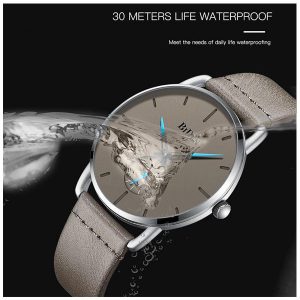 Poruis BIDEN Watches Men’S Simple Fashion Quartz Watch Waterproof Leather Strap Wristwatch