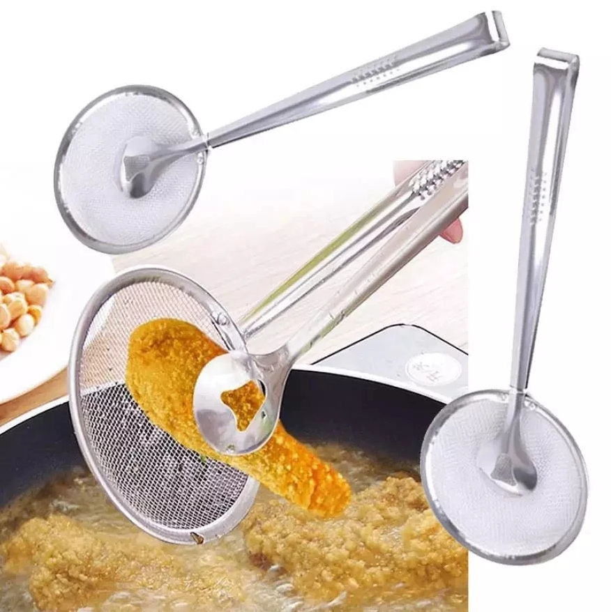 Multi-Functional 2 in 1 Fry Tool Filter Spoon Strainer with Clip