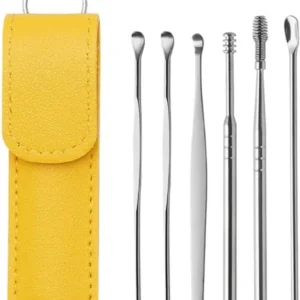 DherigTech Ear Wax Cleaning Kit, 6 Pcs Ear Pick Tools, Wax Removal Kit, Ear Cleaning Tool Set, Spring Earwax Cleaner Tool Ear Wax Remover(random color)