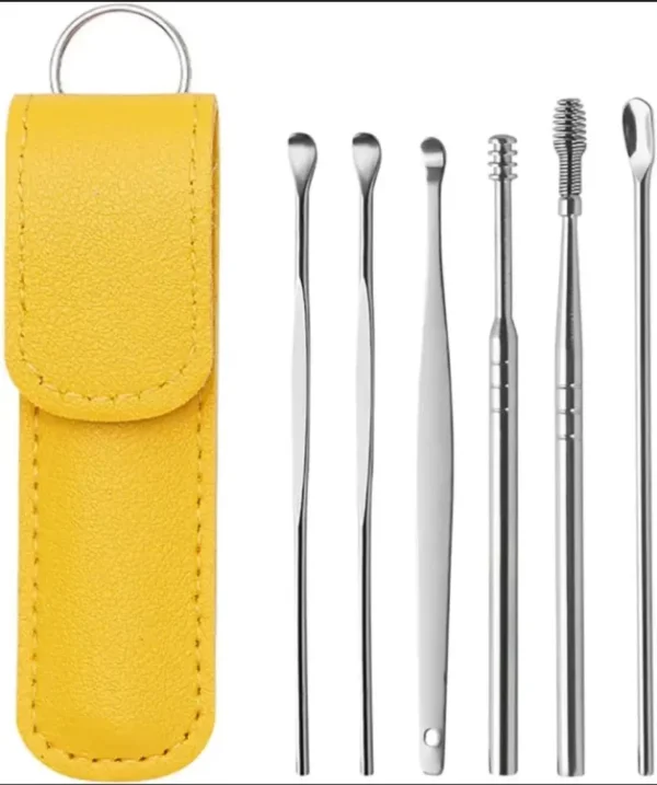 DherigTech Ear Wax Cleaning Kit, 6 Pcs Ear Pick Tools, Wax Removal Kit, Ear Cleaning Tool Set, Spring Earwax Cleaner Tool Ear Wax Remover(random color)