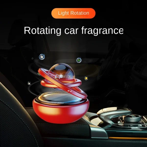 Solar Car Air Freshener with Double Ring Suspension, Aromatherapy Diffuser, Solid Perfume, Creative Crystal Ornaments, Car Accessories (Random Color)