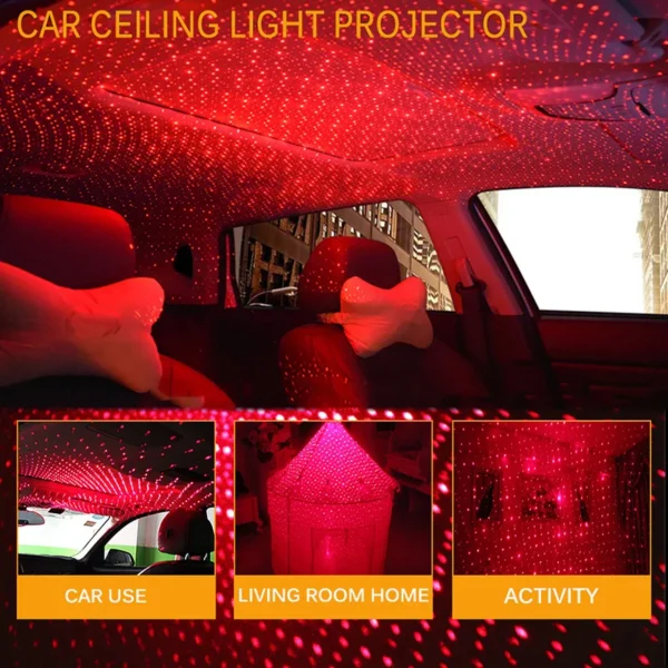 Car Roof Projection Light USB Portable Star Night Light Adjustable LED Galaxy Atmosphere Light Interior Ceiling Projector (random color ) - Image 14
