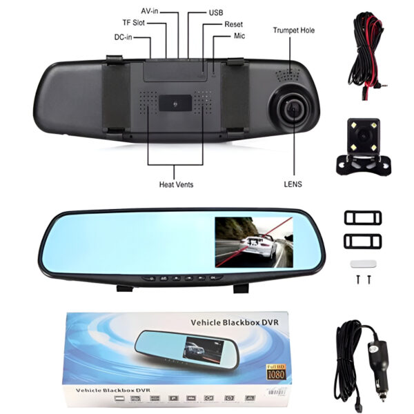 Dual Camera Back and Front With 4.3 ?TFT LCD Crystal-Clear Recording Vehicle Full HD 1080P Blackbox DVR | Car Dash Board Camera | Security Camera for Cars, Vehicles, Trucks and Vans - Image 7