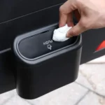 Car Dustbin with Hanging Clip Garbage Dust Case Storage Box (Black)