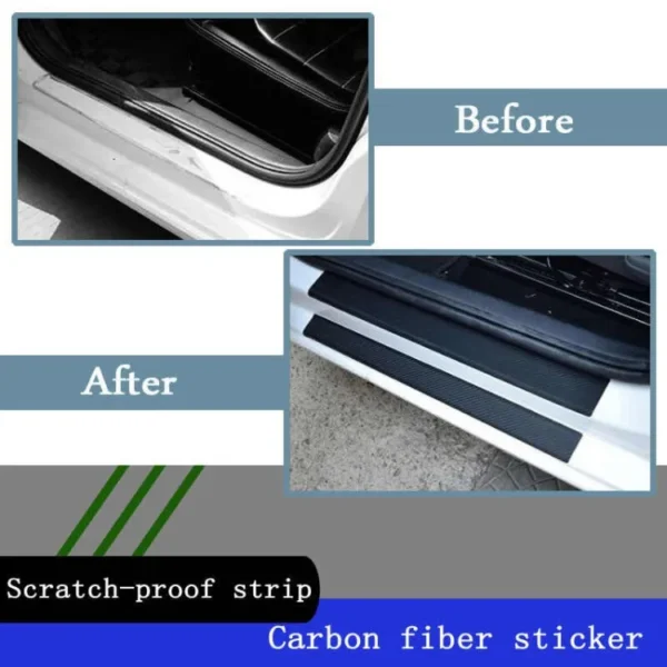 4 PCS Car Door Sill Protector Universal 3D Carbon Fiber Scuff Protective Door Sill Cover Panel Sticker, Car Stickers, Stickers for Car - Image 5
