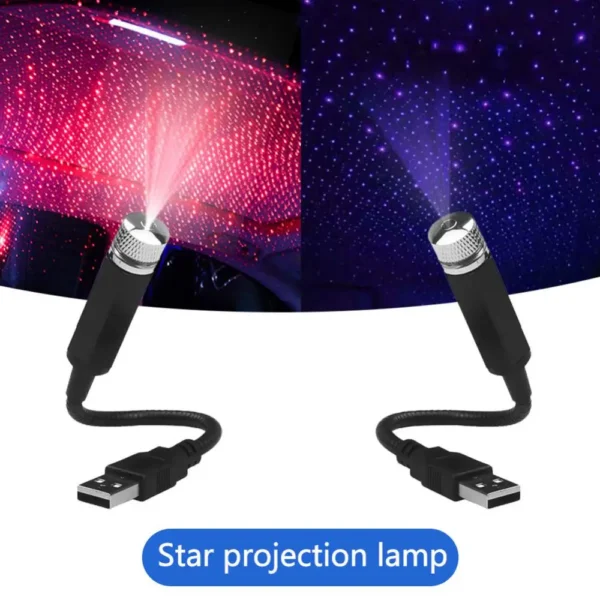 Car Roof Projection Light USB Portable Star Night Light Adjustable LED Galaxy Atmosphere Light Interior Ceiling Projector (random color ) - Image 7