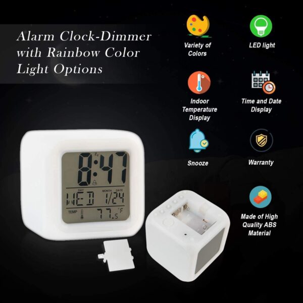 Alarm Clock Sublimation LED Digital Clock 7 Color Changing Light Night Glowing Kids Desk Clock - Image 9