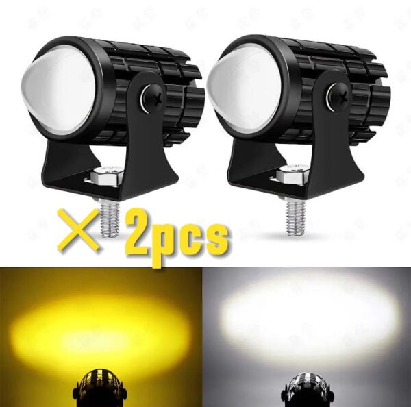 2 pcs Mini drive fog light with ( 3 point ) gift fog light for all bikes With Yellow & white colour . For Bike ,Car , Jeep . - Image 2