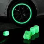 Tire Caps Green Neon Light Automobile Tire Valve Stem Caps,  Car Tire Air Caps Cover Glow at Night Compatible with  all vehicles