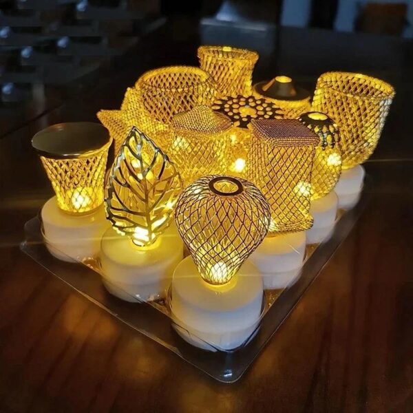 2 pcs set Muslim Ramadan Decoration LED Candle Light Night Light for Home (Random Design)
