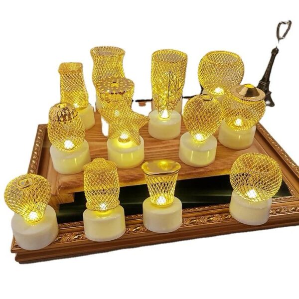 2 pcs set Muslim Ramadan Decoration LED Candle Light Night Light for Home (Random Design) - Image 5