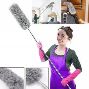 Extendable Microfiber Duster Feather Duster With Extra Long Pole Bendable Washable Head For Ceiling Fans Cars Blinds Cobweb